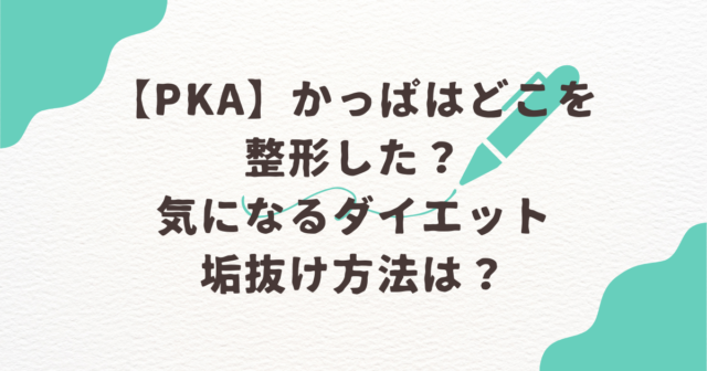 【PKA】かっぱはどこを整形した？！気になるダイエットや垢抜け方法は？